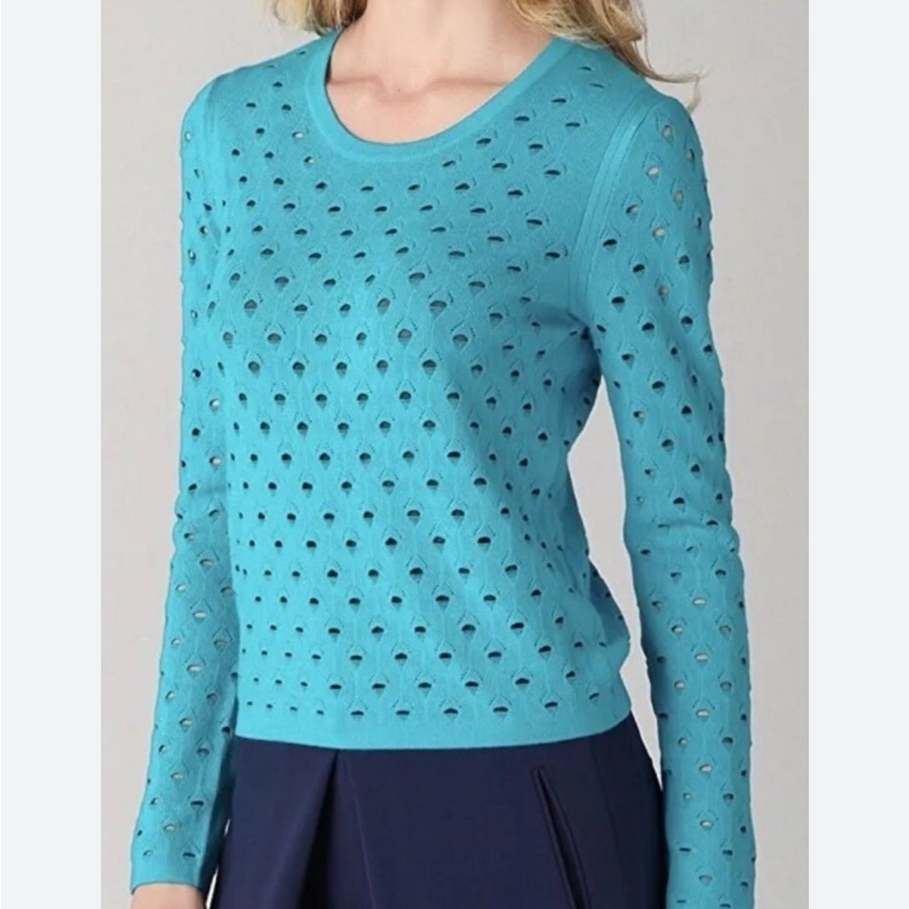 rag & bone Teal Eyelet Long-Sleeve Knit Top